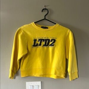 Limited Too Yellow Cropped Hoodie with Bold LTD2 Text